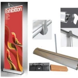 Deluxe Adjustable Retraction Pressure Banner Stand - Single Sided